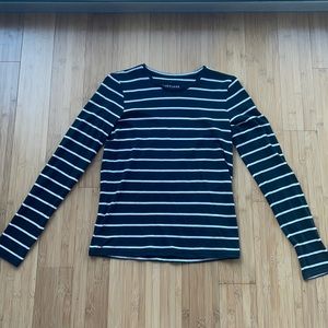 Everlane Black and White Striped Long Sleeve Top